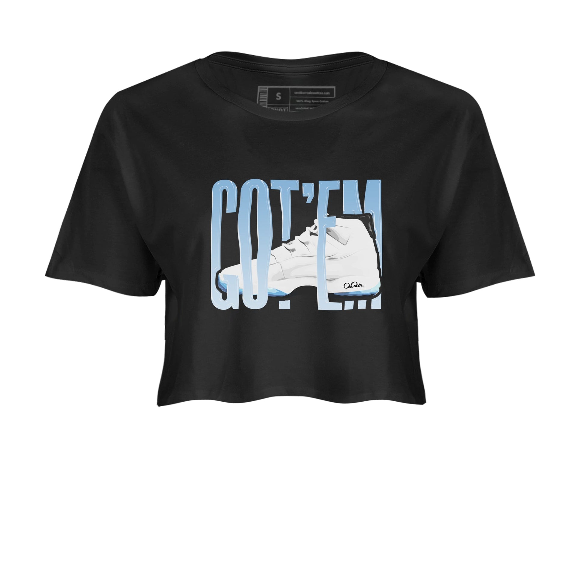 11s Retro Legend Blue shirts to match jordans Wiggling Gotem sneaker match tees Air Jordan 11 Legend Blue best t shirts to wear with jordans SNRT Sneaker Tees unisex cotton Black 2 crop tee