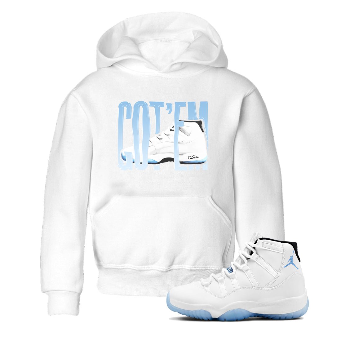 11s Retro Legend Blue shirts to match jordans Wiggling Gotem sneaker match tees Air Jordan 11 Legend Blue best t shirts to wear with jordans SNRT Sneaker Tees Youth Baby White 1 tee