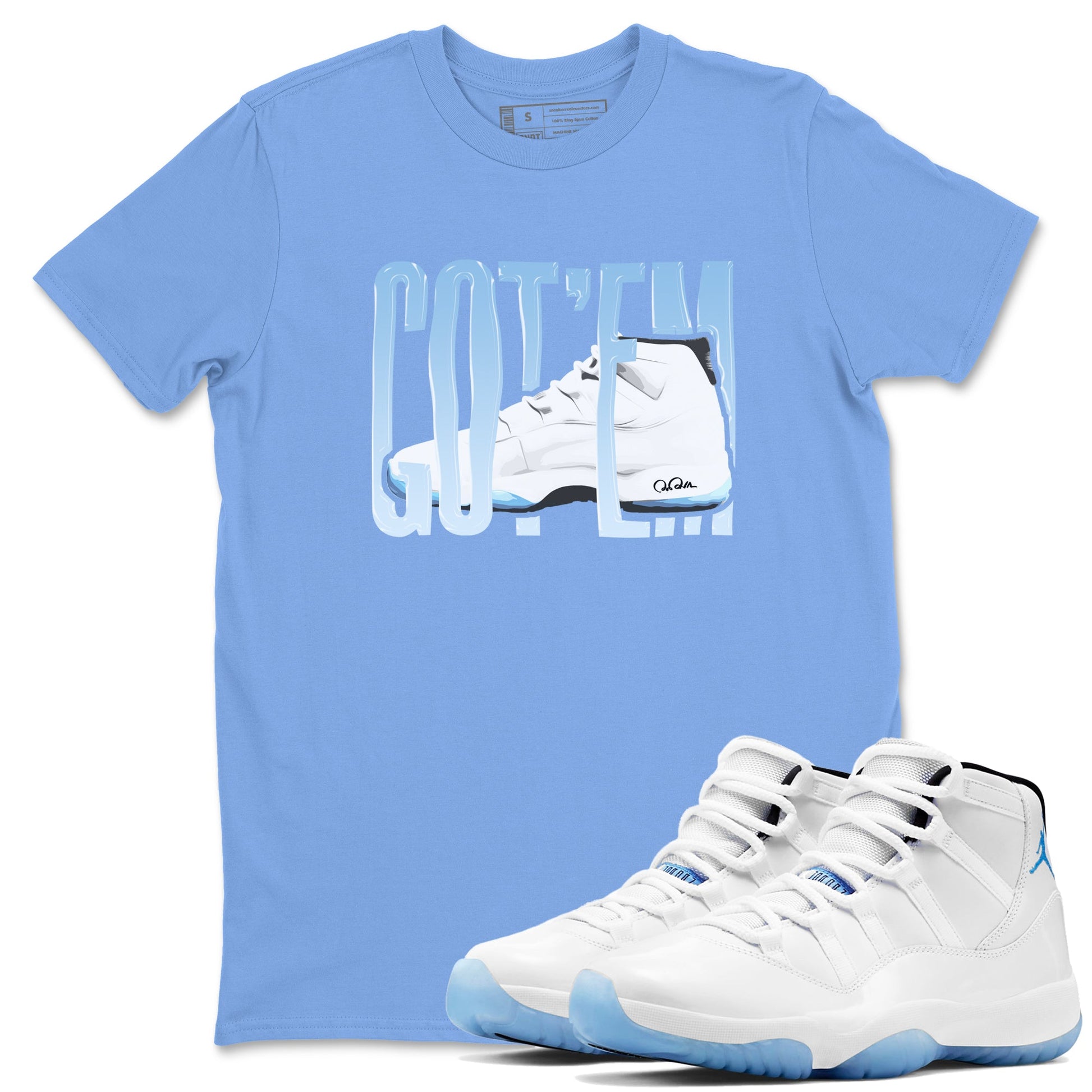 11s Retro Legend Blue shirts to match jordans Wiggling Gotem sneaker match tees Air Jordan 11 Legend Blue best t shirts to wear with jordans SNRT Sneaker Tees unisex cotton Carolina Blue 1 shirts