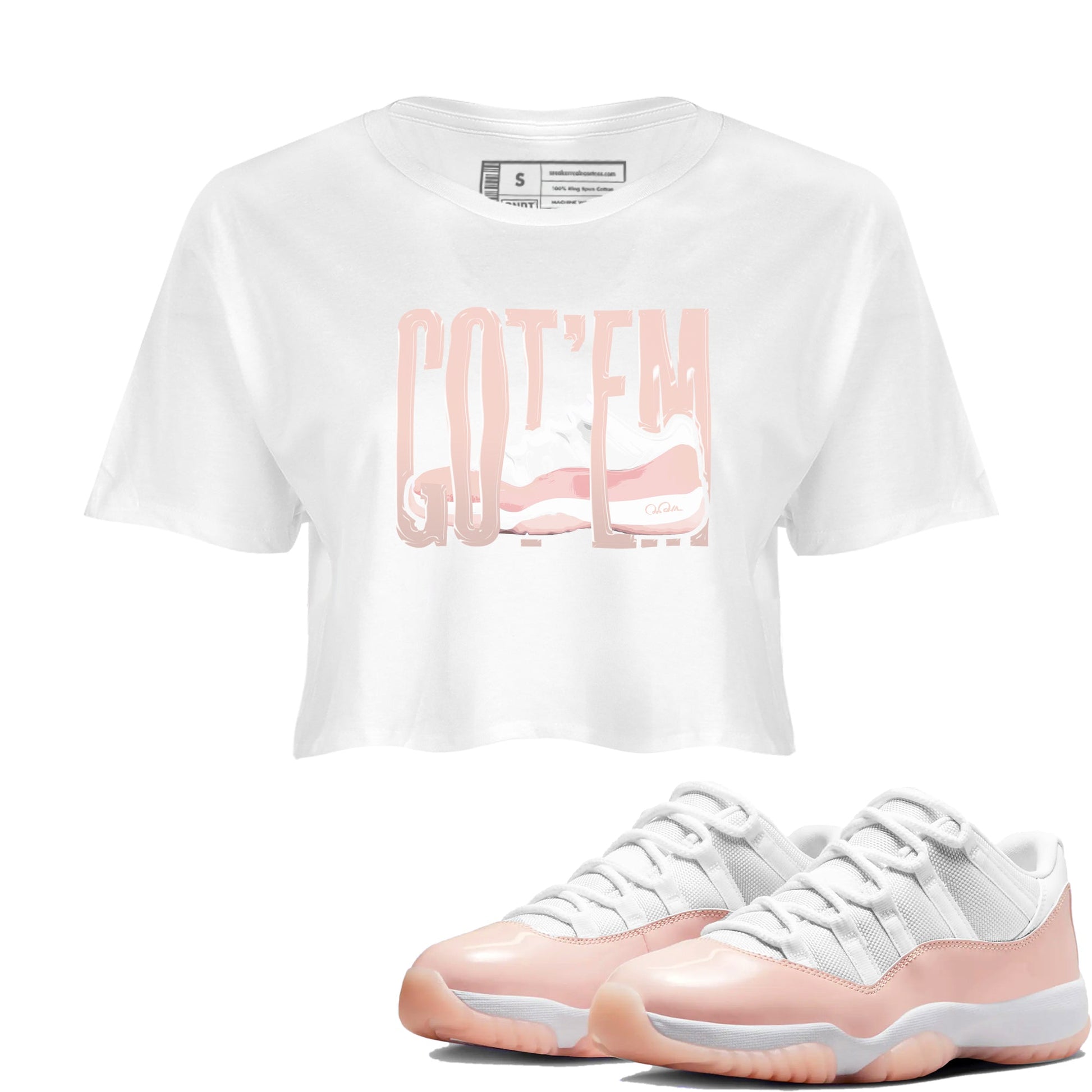 11s Legend Pink shirts to match jordans Wiggling Gotem sneaker match tees Air Jordan 11 Legend Pink SNRT Sneaker Tees streetwear brand White 1 crop tee