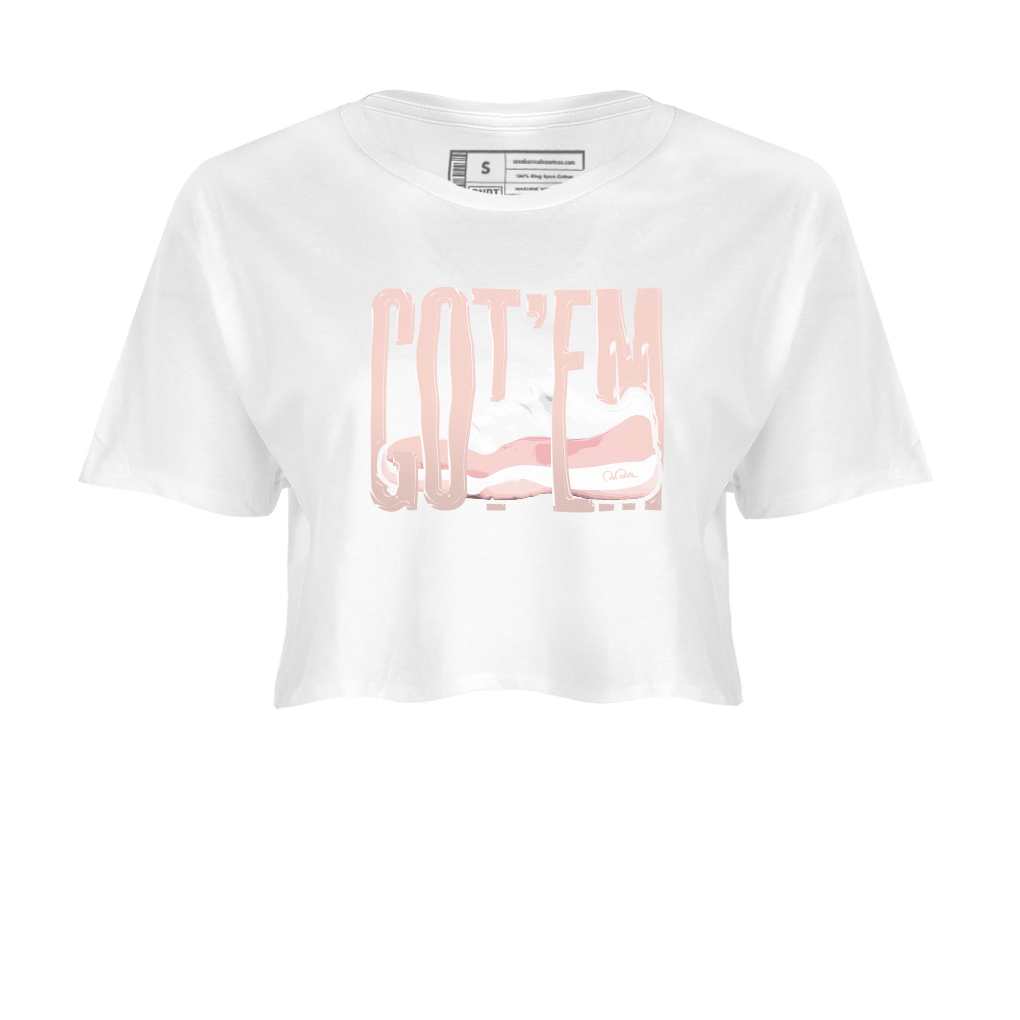 11s Legend Pink shirts to match jordans Wiggling Gotem sneaker match tees Air Jordan 11 Legend Pink SNRT Sneaker Tees streetwear brand White 2 crop tee