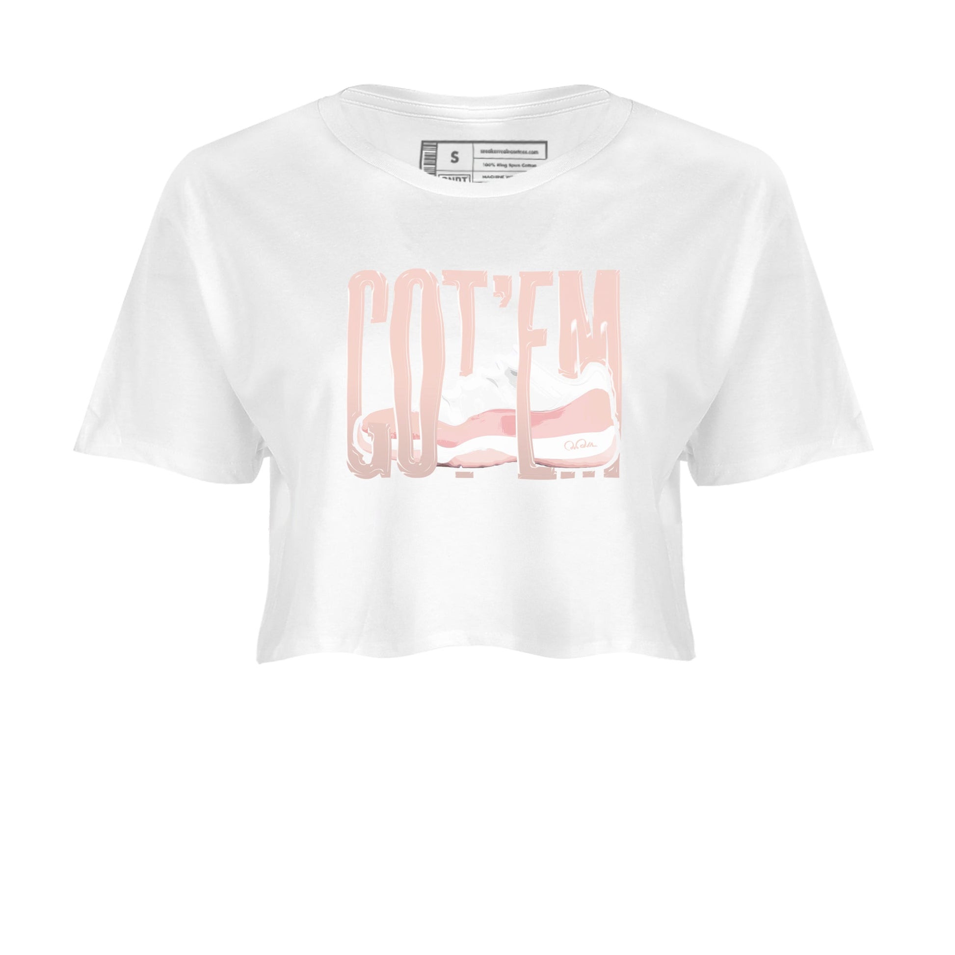 11s Legend Pink shirts to match jordans Wiggling Gotem sneaker match tees Air Jordan 11 Legend Pink SNRT Sneaker Tees streetwear brand White 2 crop tee