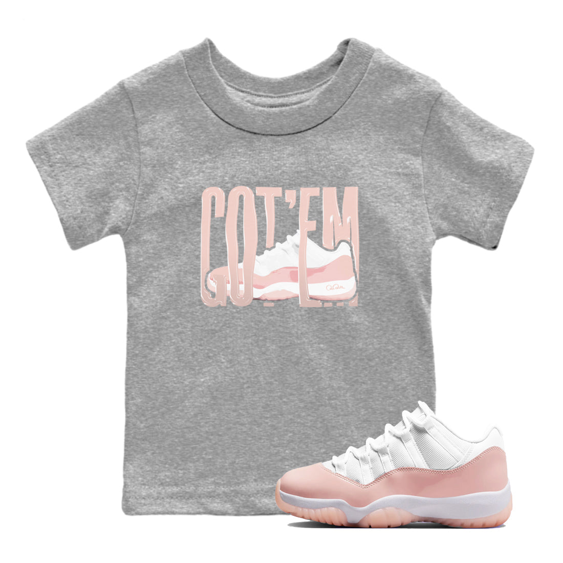 11s Legend Pink shirts to match jordans Wiggling Gotem sneaker match tees Air Jordan 11 Legend Pink SNRT Sneaker Tees streetwear brand Baby and Youth Heather Grey 1 cotton tee