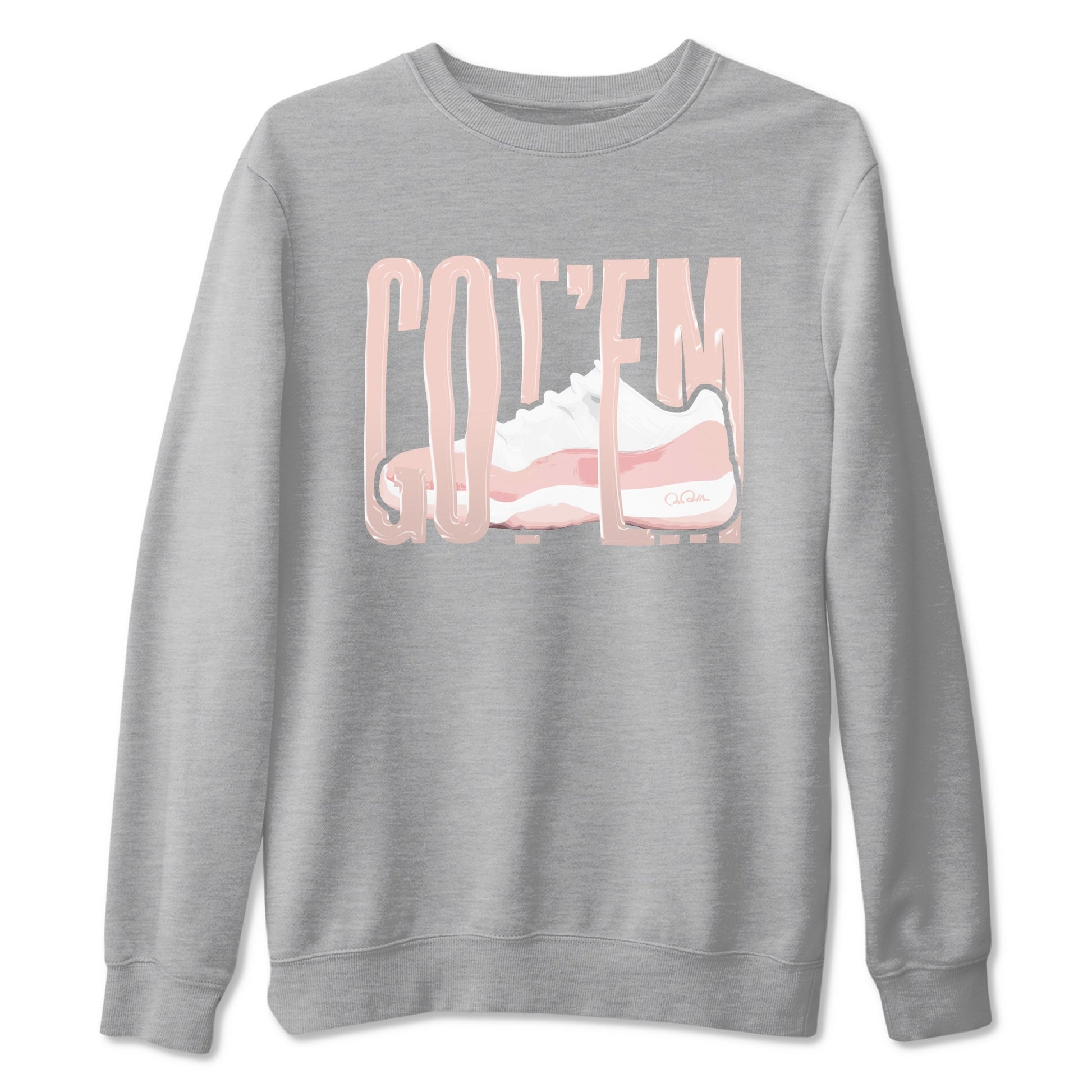 11s Legend Pink shirts to match jordans Wiggling Gotem sneaker match tees Air Jordan 11 Legend Pink SNRT Sneaker Tees streetwear brand Heather Grey 2 unisex cotton tee