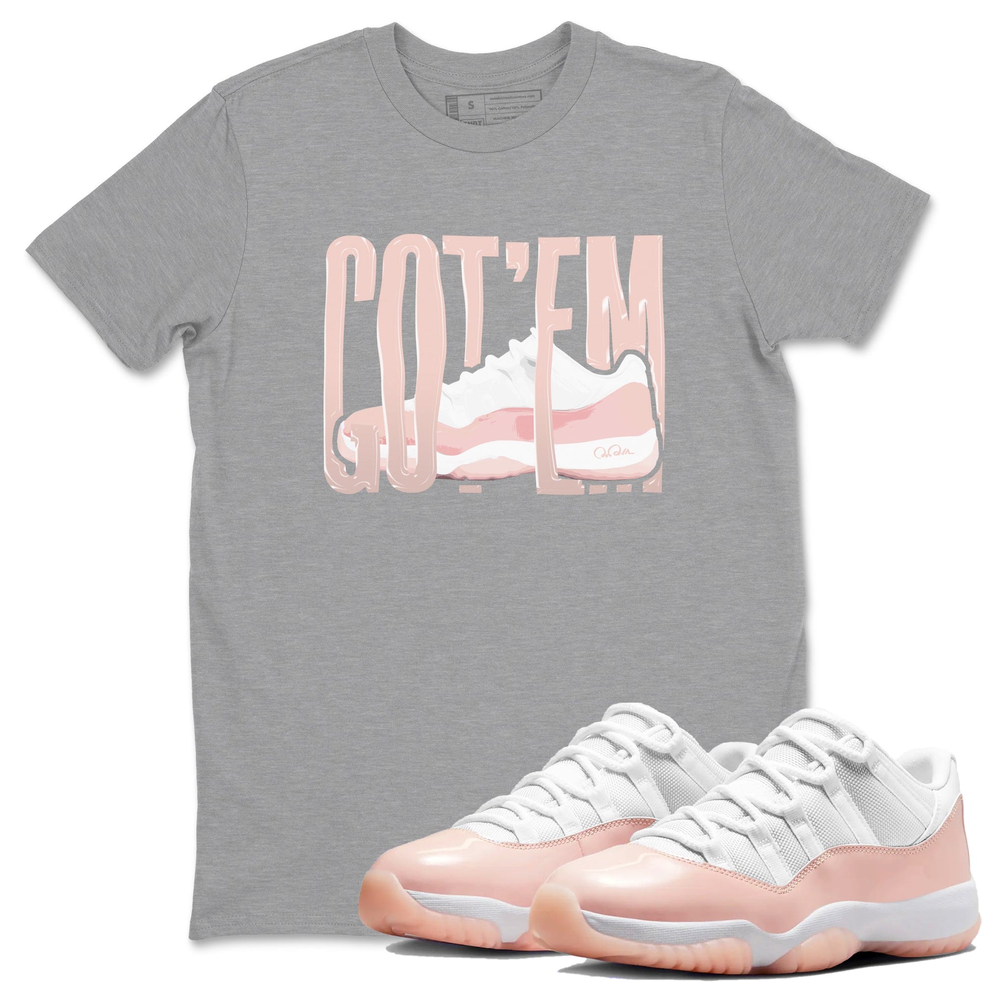 11s Legend Pink shirts to match jordans Wiggling Gotem sneaker match tees Air Jordan 11 Legend Pink SNRT Sneaker Tees streetwear brand Heather Grey 1 unisex cotton tee