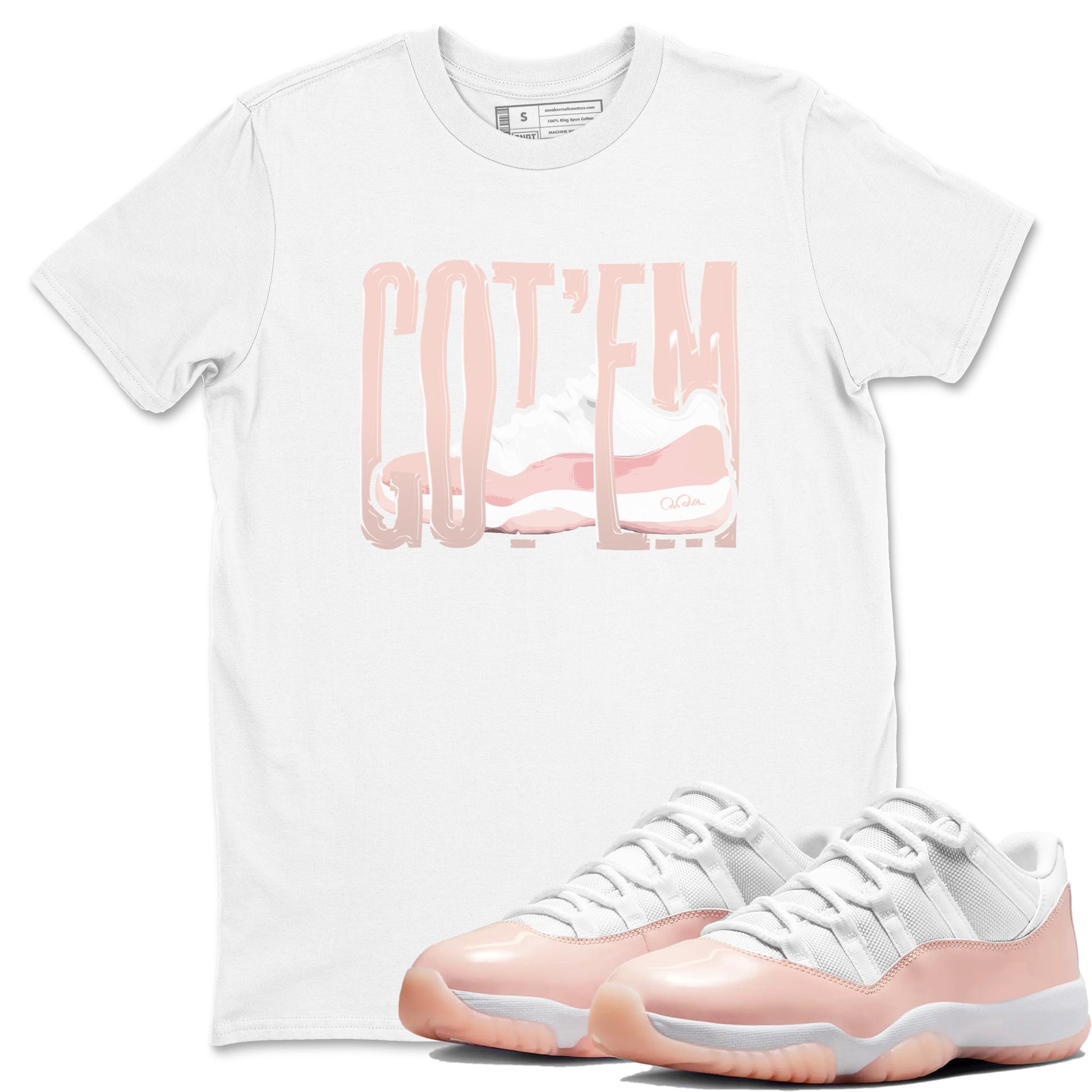11s Legend Pink shirts to match jordans Wiggling Gotem sneaker match tees Air Jordan 11 Legend Pink SNRT Sneaker Tees streetwear brand White 1 unisex cotton tee