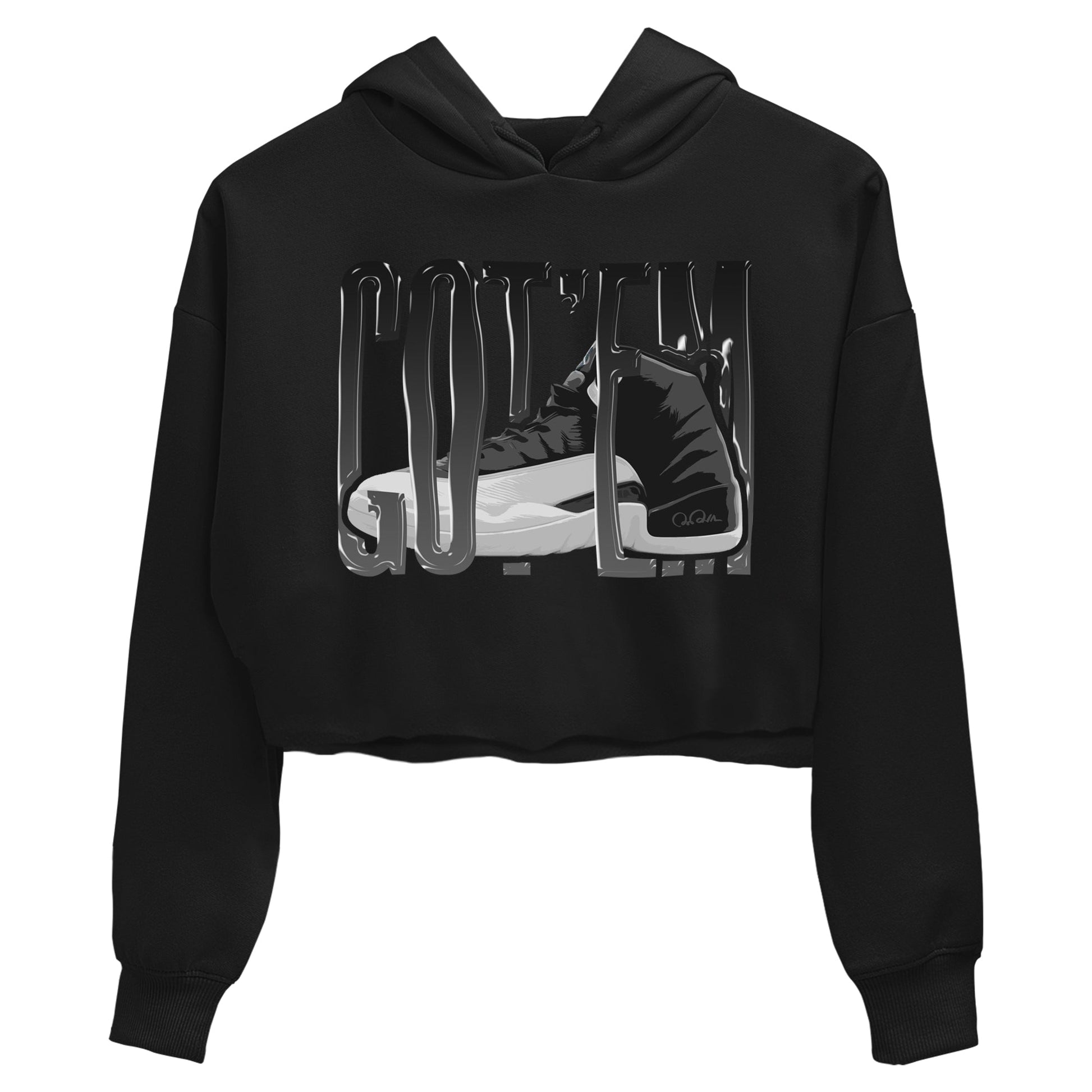 12s Black Wolf Grey shirts to match jordans Wiggling Gotem sneaker match tees Air Jordan 12 Barons match shoes to clothes SNRT Sneaker Tees unisex cotton Black 2 crop tee
