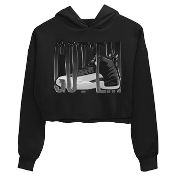 12s Black Wolf Grey shirts to match jordans Wiggling Gotem sneaker match tees Air Jordan 12 Barons match shoes to clothes SNRT Sneaker Tees unisex cotton Black 2 crop tee