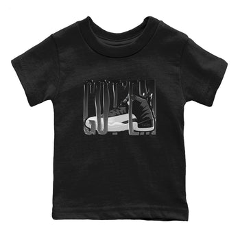 12s Black Wolf Grey shirts to match jordans Wiggling Gotem sneaker match tees Air Jordan 12 Barons match shoes to clothes SNRT Sneaker Tees Youth Baby Black 2 tee