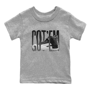 12s Black Wolf Grey shirts to match jordans Wiggling Gotem sneaker match tees Air Jordan 12 Barons match shoes to clothes SNRT Sneaker Tees Youth Baby Heather Grey 2 tee
