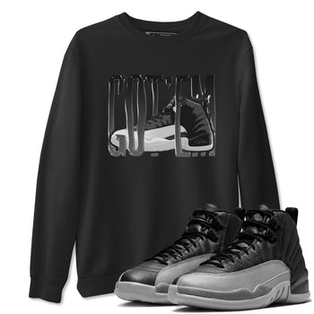 12s Black Wolf Grey shirts to match jordans Wiggling Gotem sneaker match tees Air Jordan 12 Barons match shoes to clothes SNRT Sneaker Tees unisex cotton Black 1 shirts