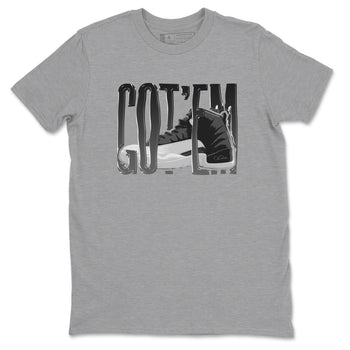 12s Black Wolf Grey shirts to match jordans Wiggling Gotem sneaker match tees Air Jordan 12 Barons match shoes to clothes SNRT Sneaker Tees unisex cotton Heather Grey 2 shirts