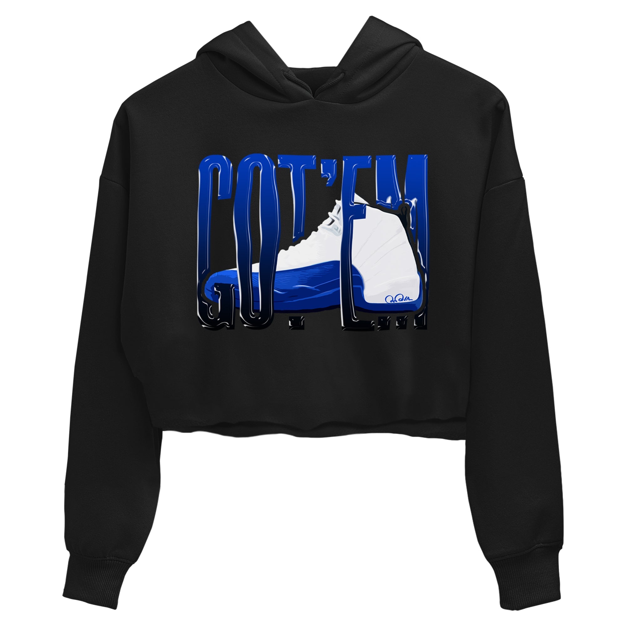 12s Blueberry shirts to match jordans Wiggling Gotem best t shirts to wear with jordans AJ12 White and Game Royal match shoes to clothes SNRT Sneaker Tees unisex cotton Black 2 crop tee