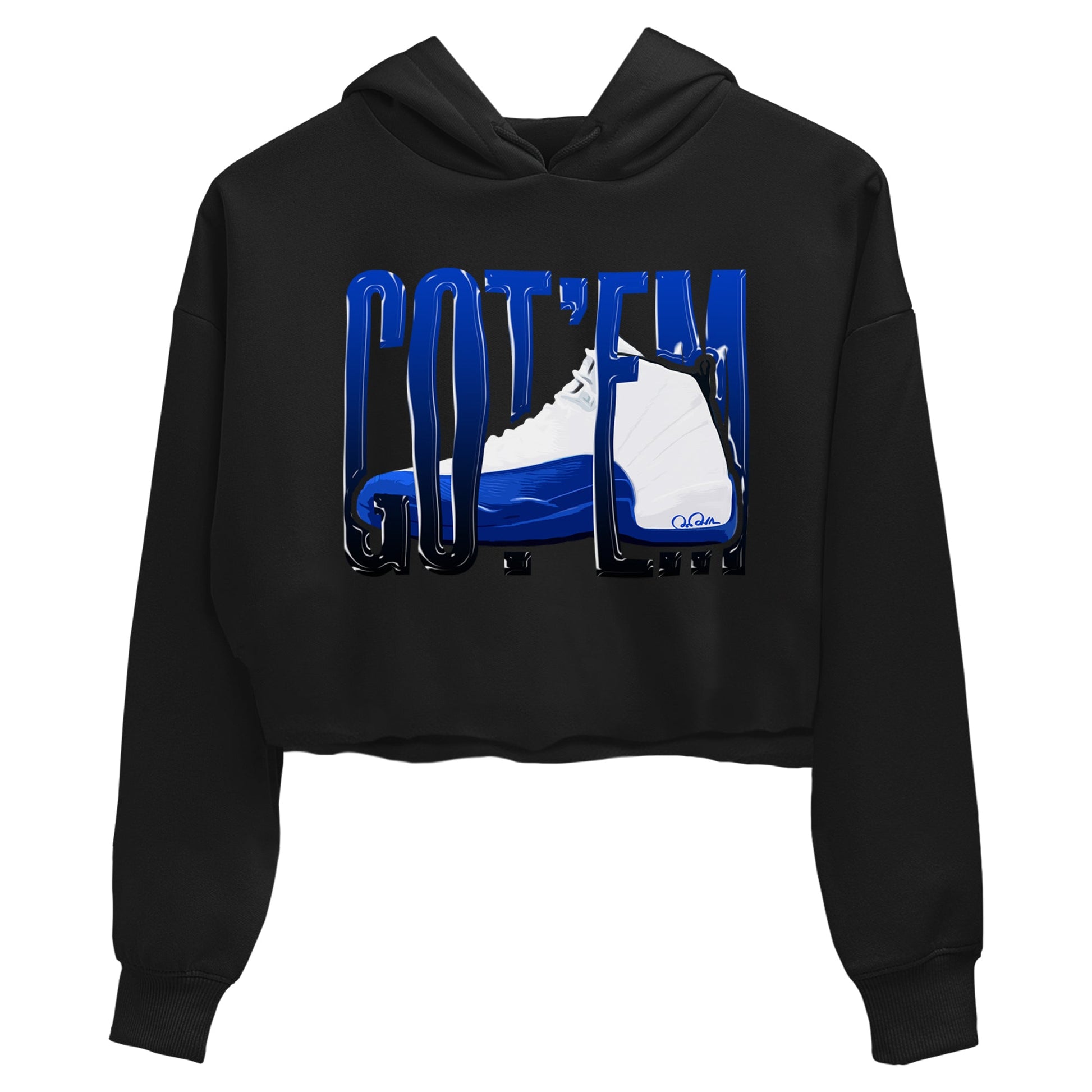 12s Blueberry shirts to match jordans Wiggling Gotem best t shirts to wear with jordans AJ12 White and Game Royal match shoes to clothes SNRT Sneaker Tees unisex cotton Black 2 crop tee