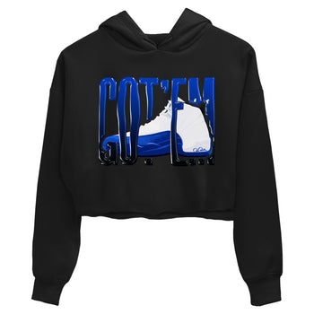 12s Blueberry shirts to match jordans Wiggling Gotem best t shirts to wear with jordans AJ12 White and Game Royal match shoes to clothes SNRT Sneaker Tees unisex cotton Black 2 crop tee