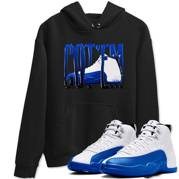 12s Blueberry shirts to match jordans Wiggling Gotem best t shirts to wear with jordans AJ12 White and Game Royal match shoes to clothes SNRT Sneaker Tees unisex cotton Black 1 shirts