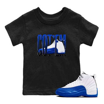12s Blueberry shirts to match jordans Wiggling Gotem best t shirts to wear with jordans AJ12 White and Game Royal match shoes to clothes SNRT Sneaker Tees Youth Baby Black 1 tee