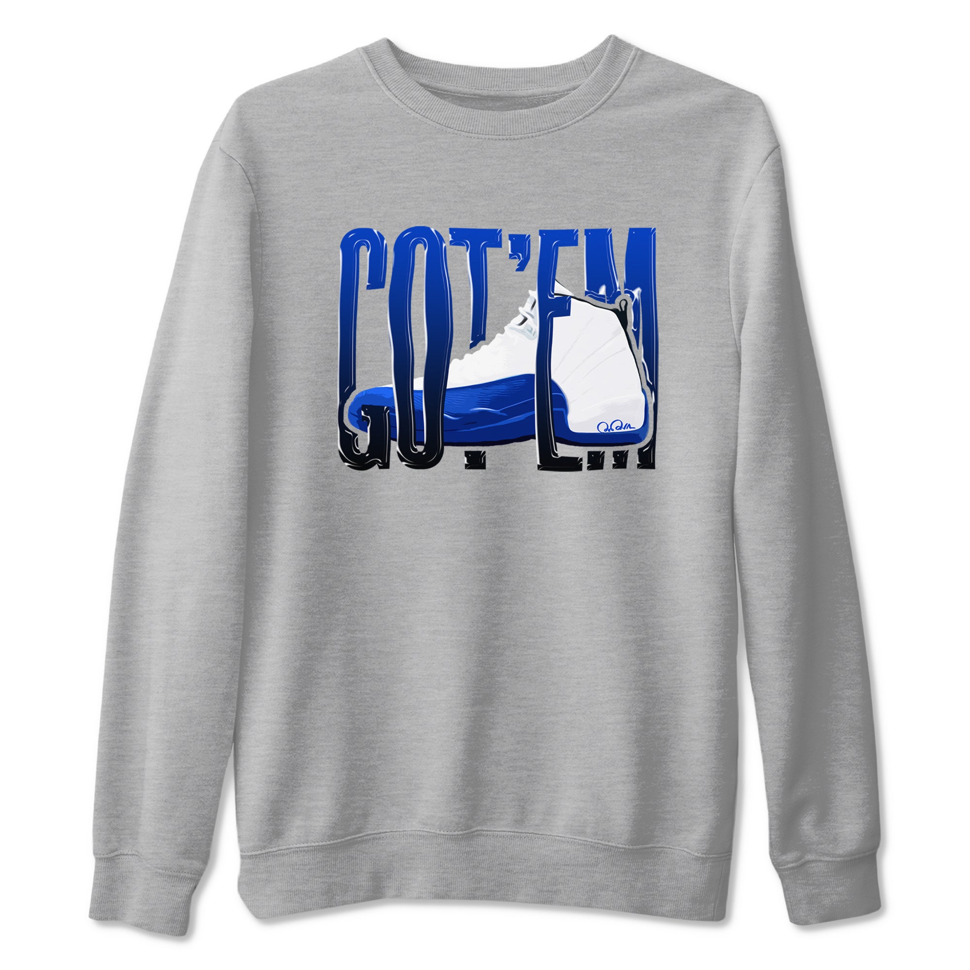 12s Blueberry shirts to match jordans Wiggling Gotem best t shirts to wear with jordans AJ12 White and Game Royal match shoes to clothes SNRT Sneaker Tees unisex cotton Heather Grey 2 shirts