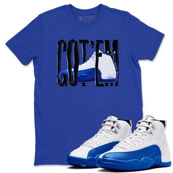 12s Blueberry shirts to match jordans Wiggling Gotem best t shirts to wear with jordans AJ12 White and Game Royal match shoes to clothes SNRT Sneaker Tees unisex cotton Royal Blue 1 shirts
