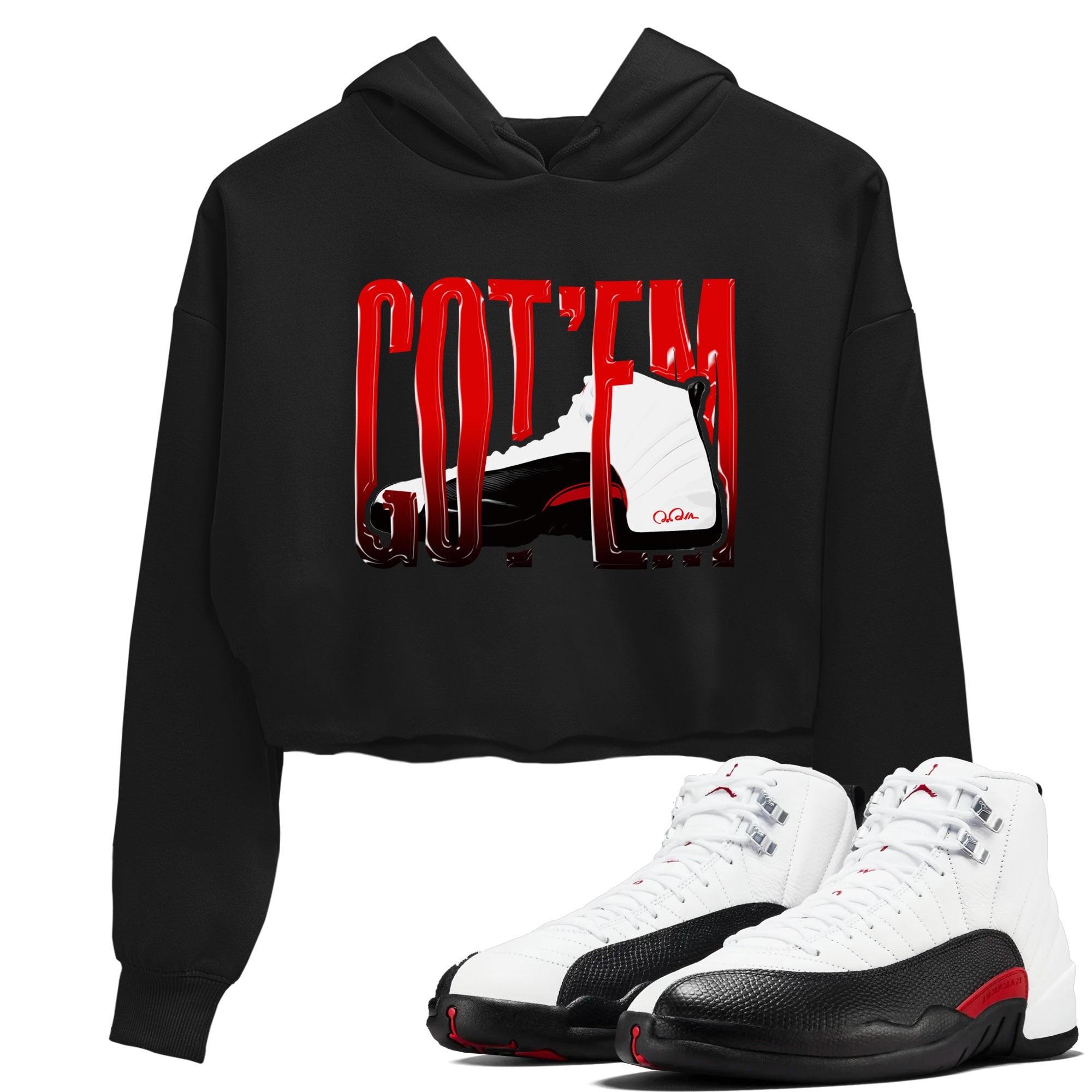 12s Taxi Flip shirts to match jordans Wiggling Gotem sneaker match tees Air Jordan 12 Taxi Flip SNRT Sneaker Tees streetwear brand Black 1 crop tee
