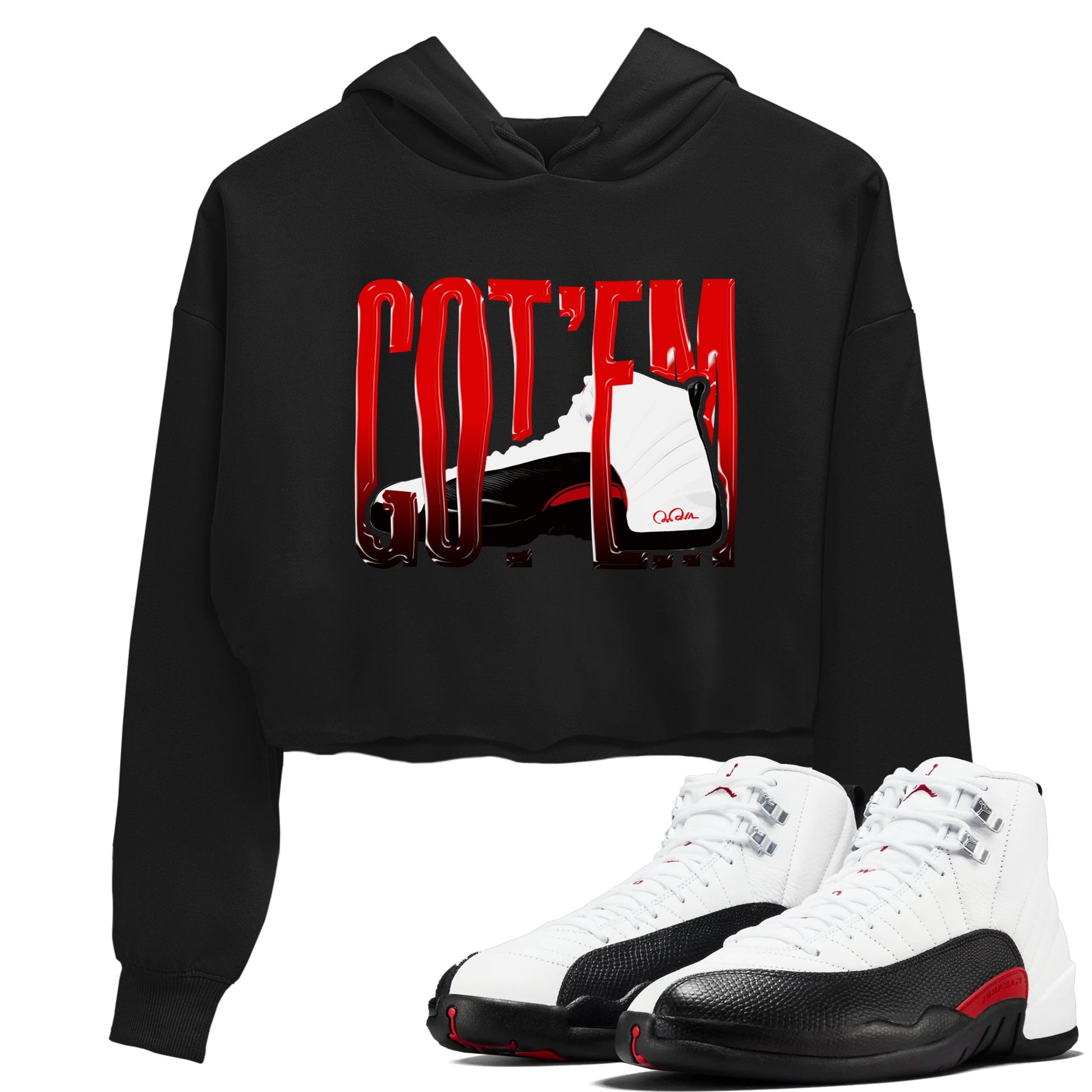 12s Taxi Flip shirts to match jordans Wiggling Gotem sneaker match tees Air Jordan 12 Taxi Flip SNRT Sneaker Tees streetwear brand Black 1 crop tee