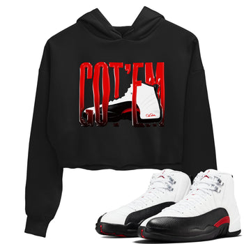 12s Taxi Flip shirts to match jordans Wiggling Gotem sneaker match tees Air Jordan 12 Taxi Flip SNRT Sneaker Tees streetwear brand Black 1 crop tee