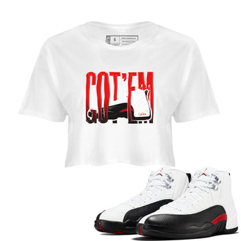 12s Taxi Flip shirts to match jordans Wiggling Gotem sneaker match tees Air Jordan 12 Taxi Flip SNRT Sneaker Tees streetwear brand White 1 crop tee