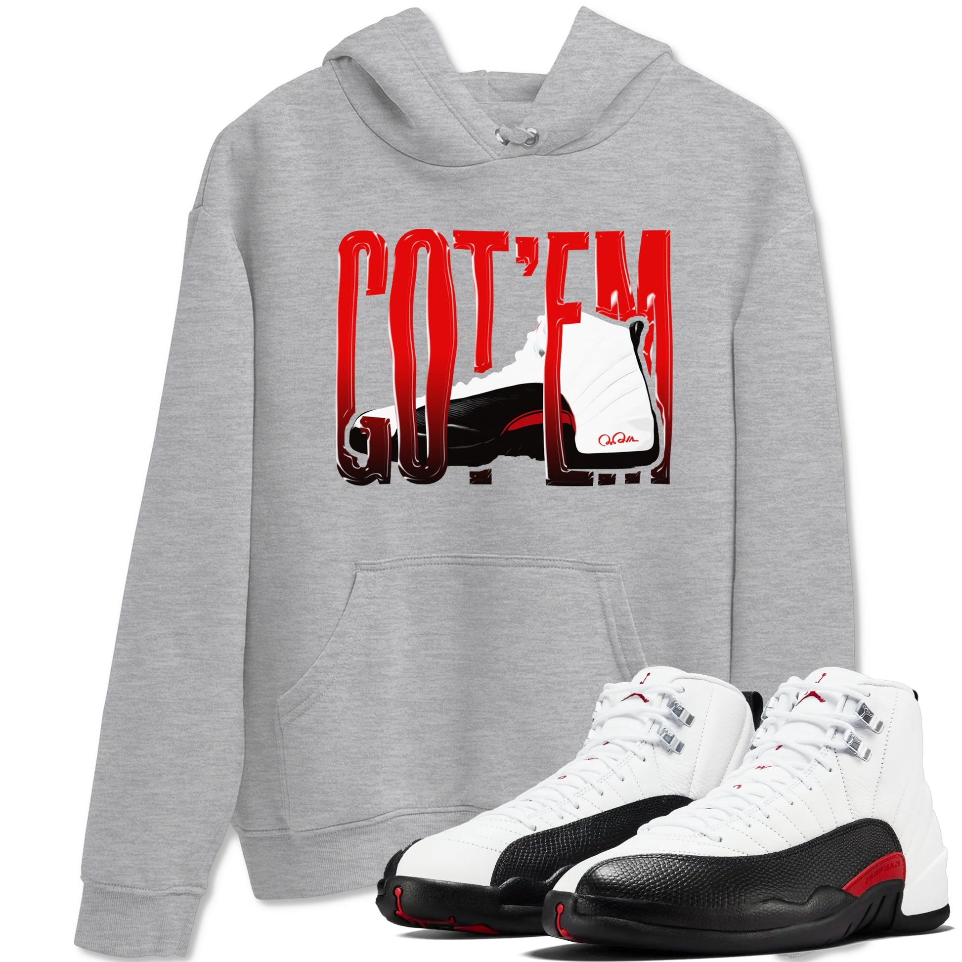 12s Taxi Flip shirts to match jordans Wiggling Gotem sneaker match tees Air Jordan 12 Taxi Flip SNRT Sneaker Tees streetwear brand Heather Grey 1 unisex cotton tee