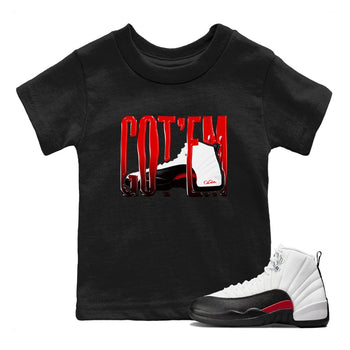 12s Taxi Flip shirts to match jordans Wiggling Gotem sneaker match tees Air Jordan 12 Taxi Flip SNRT Sneaker Tees streetwear brand Baby and Youth Black 1 cotton tee