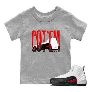 12s Taxi Flip shirts to match jordans Wiggling Gotem sneaker match tees Air Jordan 12 Taxi Flip SNRT Sneaker Tees streetwear brand Baby and Youth Heather Grey 1 cotton tee