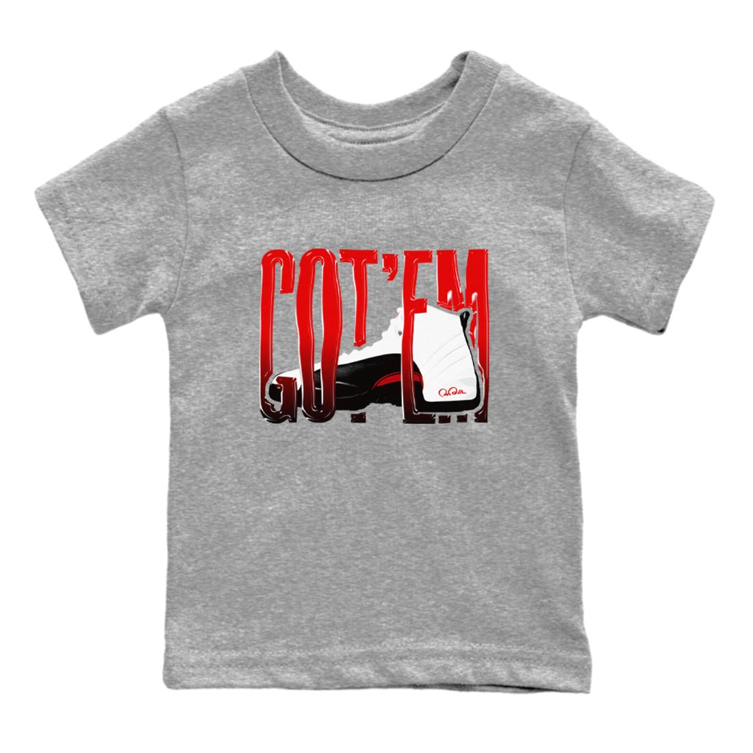 12s Taxi Flip shirts to match jordans Wiggling Gotem sneaker match tees Air Jordan 12 Taxi Flip SNRT Sneaker Tees streetwear brand Baby and Youth Heather Grey 2 cotton tee