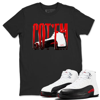 12s Taxi Flip shirts to match jordans Wiggling Gotem sneaker match tees Air Jordan 12 Taxi Flip SNRT Sneaker Tees streetwear brand Black 1 unisex cotton tee