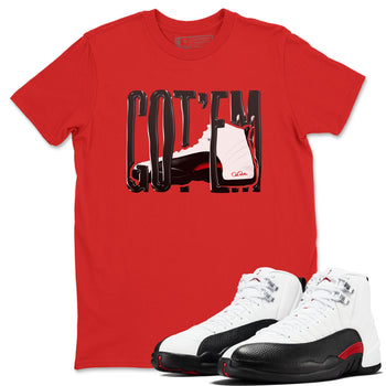 12s Taxi Flip shirts to match jordans Wiggling Gotem sneaker match tees Air Jordan 12 Taxi Flip SNRT Sneaker Tees streetwear brand Red 1 unisex cotton tee