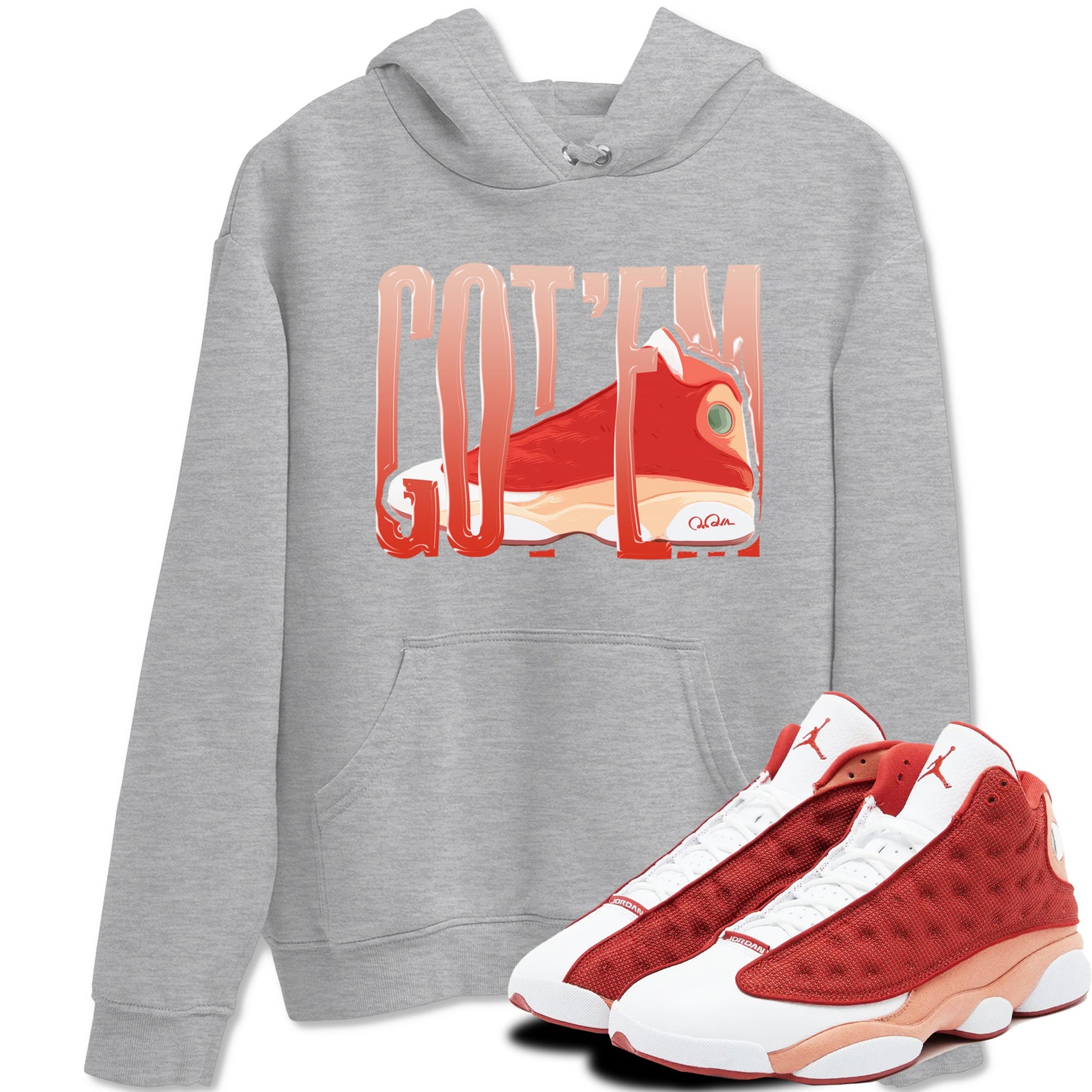 13s Dune Red shirts to match jordans Wiggling Gotem sneaker match tees Air Jordan 13 Dune Red SNRT Sneaker Tees streetwear brand Heather Grey 1 unisex cotton tee