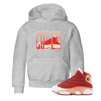 13s Dune Red shirts to match jordans Wiggling Gotem sneaker match tees Air Jordan 13 Dune Red SNRT Sneaker Tees streetwear brand Baby and Youth Heather Grey 1 cotton tee