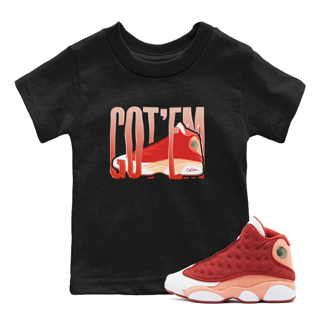 13s Dune Red shirts to match jordans Wiggling Gotem sneaker match tees Air Jordan 13 Dune Red SNRT Sneaker Tees streetwear brand Baby and Youth Black 1 cotton tee