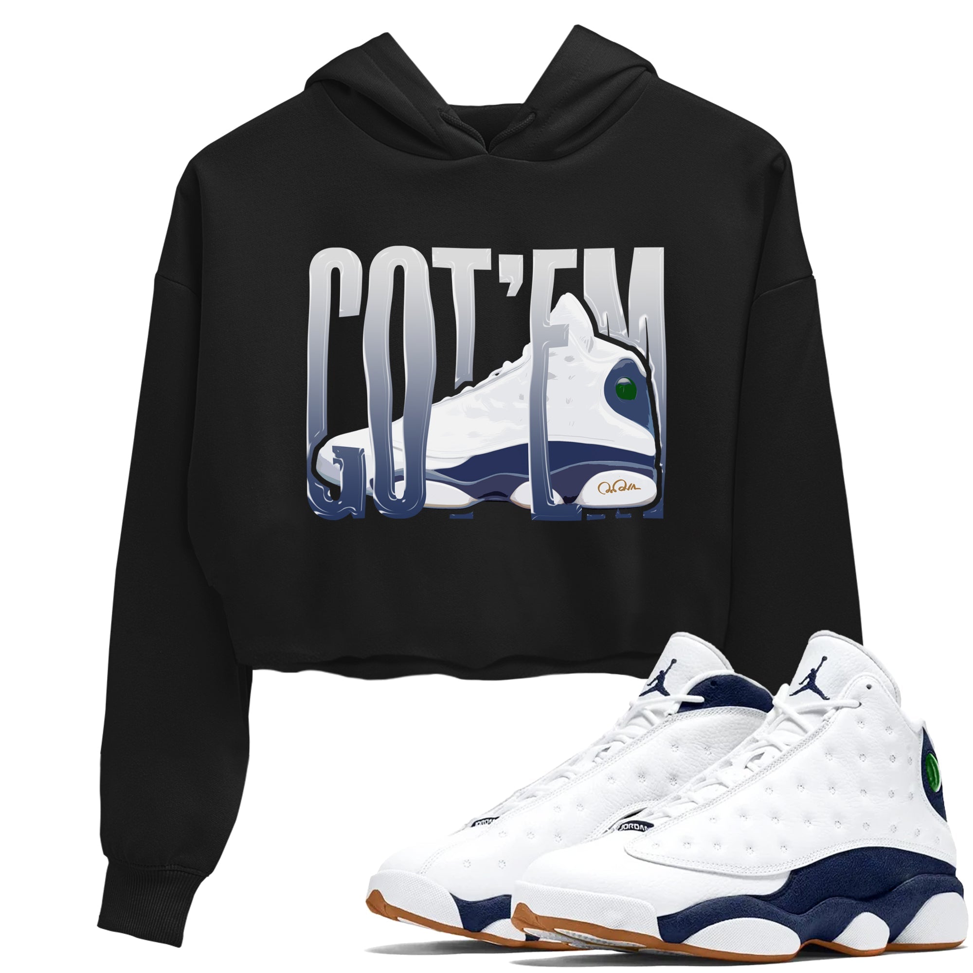 13s Midnight Navy shirts to match jordans Wiggling Gotem sneaker match tees Air Jordan 13 Midnight Navy match shoes to clothes SNRT Sneaker Tees unisex cotton Black 1 crop tee