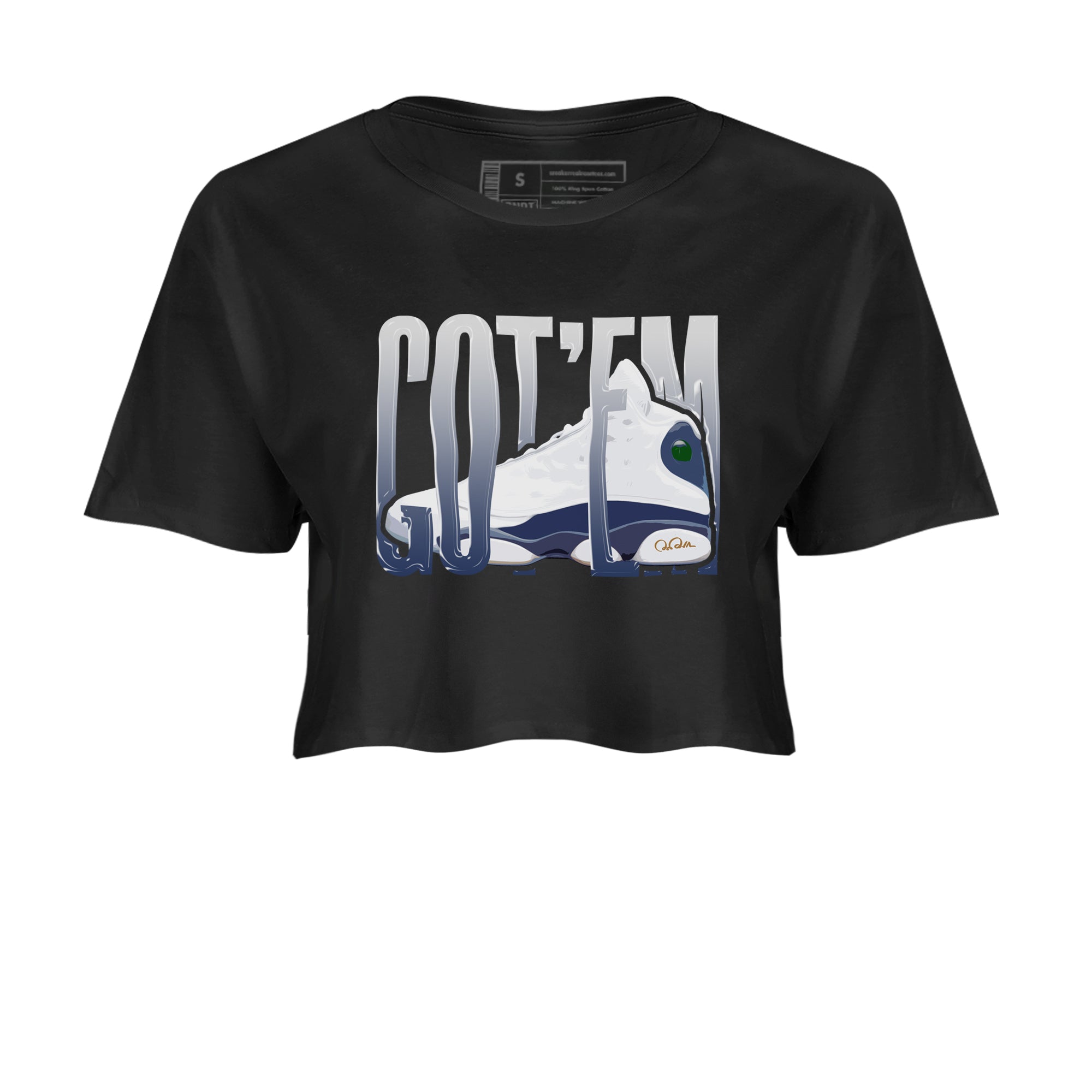 13s Midnight Navy shirts to match jordans Wiggling Gotem sneaker match tees Air Jordan 13 Midnight Navy match shoes to clothes SNRT Sneaker Tees unisex cotton Black 2 crop tee