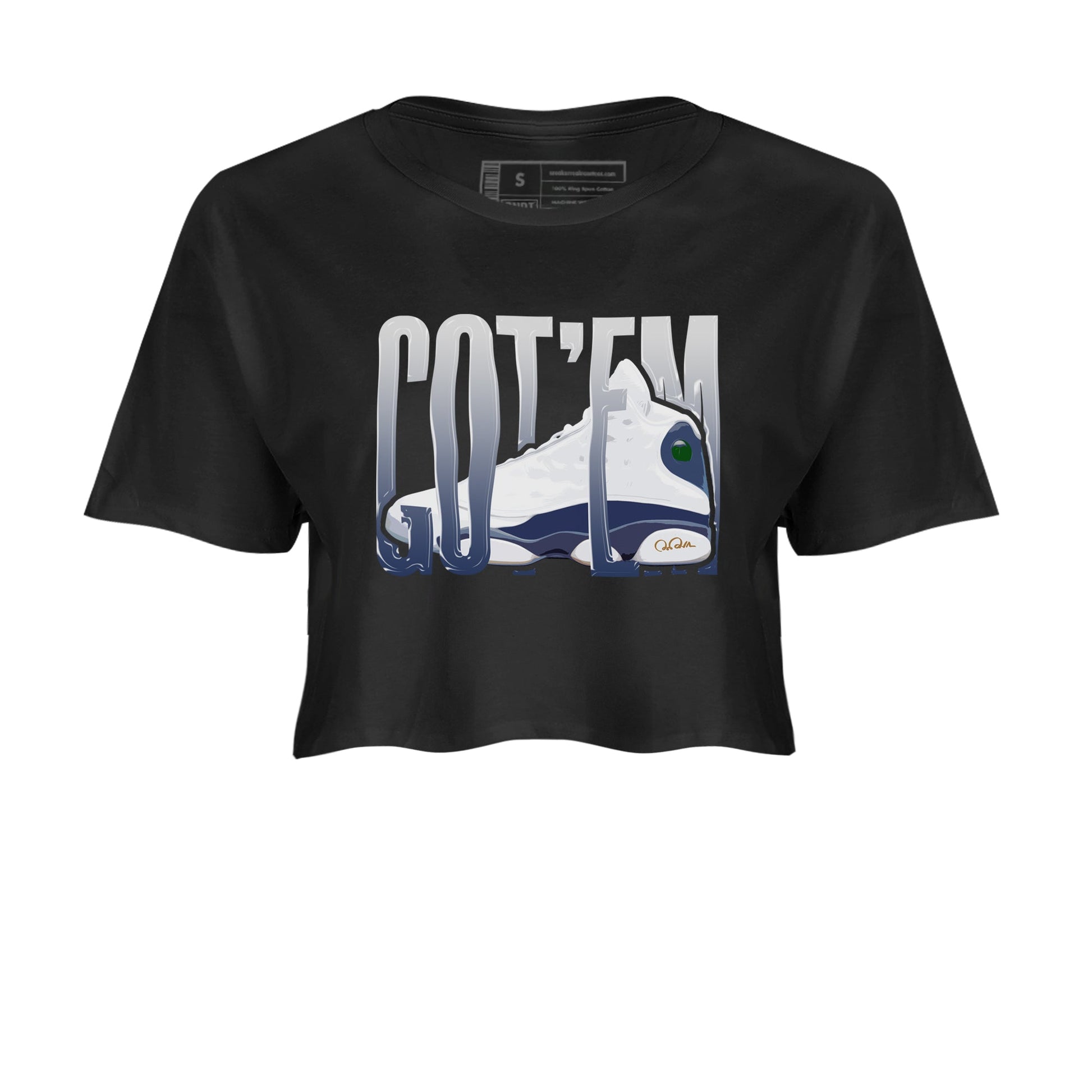 13s Midnight Navy shirts to match jordans Wiggling Gotem sneaker match tees Air Jordan 13 Midnight Navy match shoes to clothes SNRT Sneaker Tees unisex cotton Black 2 crop tee