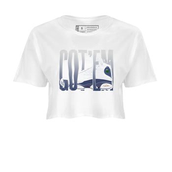 13s Midnight Navy shirts to match jordans Wiggling Gotem sneaker match tees Air Jordan 13 Midnight Navy match shoes to clothes SNRT Sneaker Tees unisex cotton White 2 crop tee