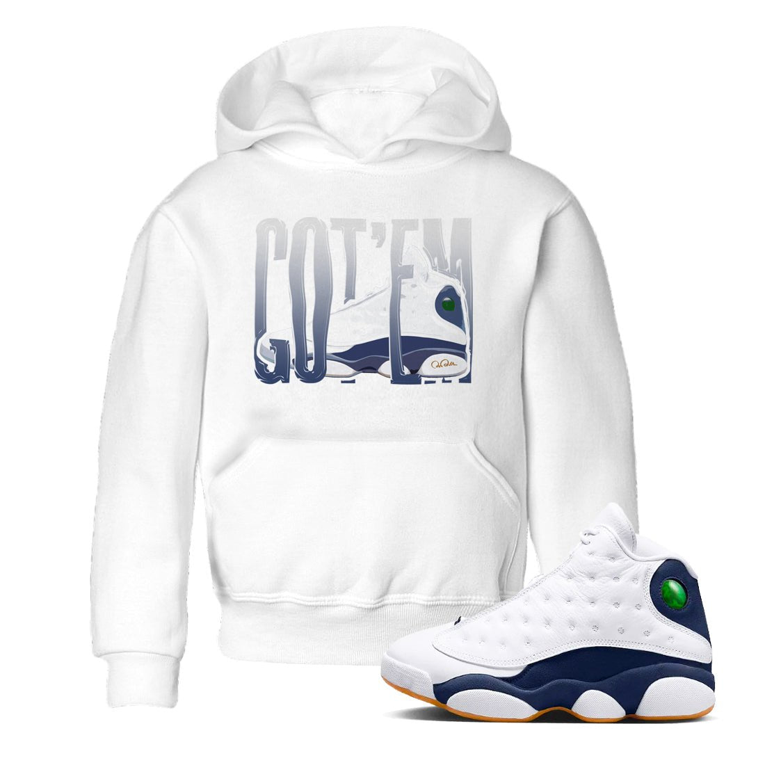 13s Midnight Navy shirts to match jordans Wiggling Gotem sneaker match tees Air Jordan 13 Midnight Navy match shoes to clothes SNRT Sneaker Tees Youth Baby White 1 tee
