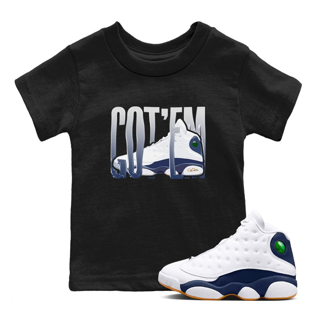 13s Midnight Navy shirts to match jordans Wiggling Gotem sneaker match tees Air Jordan 13 Midnight Navy match shoes to clothes SNRT Sneaker Tees Youth Baby Black 1 tee