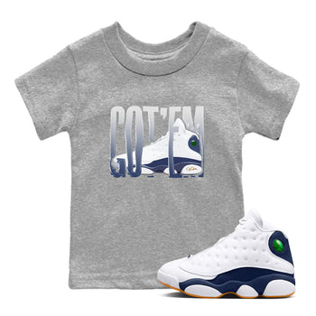 13s Midnight Navy shirts to match jordans Wiggling Gotem sneaker match tees Air Jordan 13 Midnight Navy match shoes to clothes SNRT Sneaker Tees Youth Baby Heather Grey 1 tee