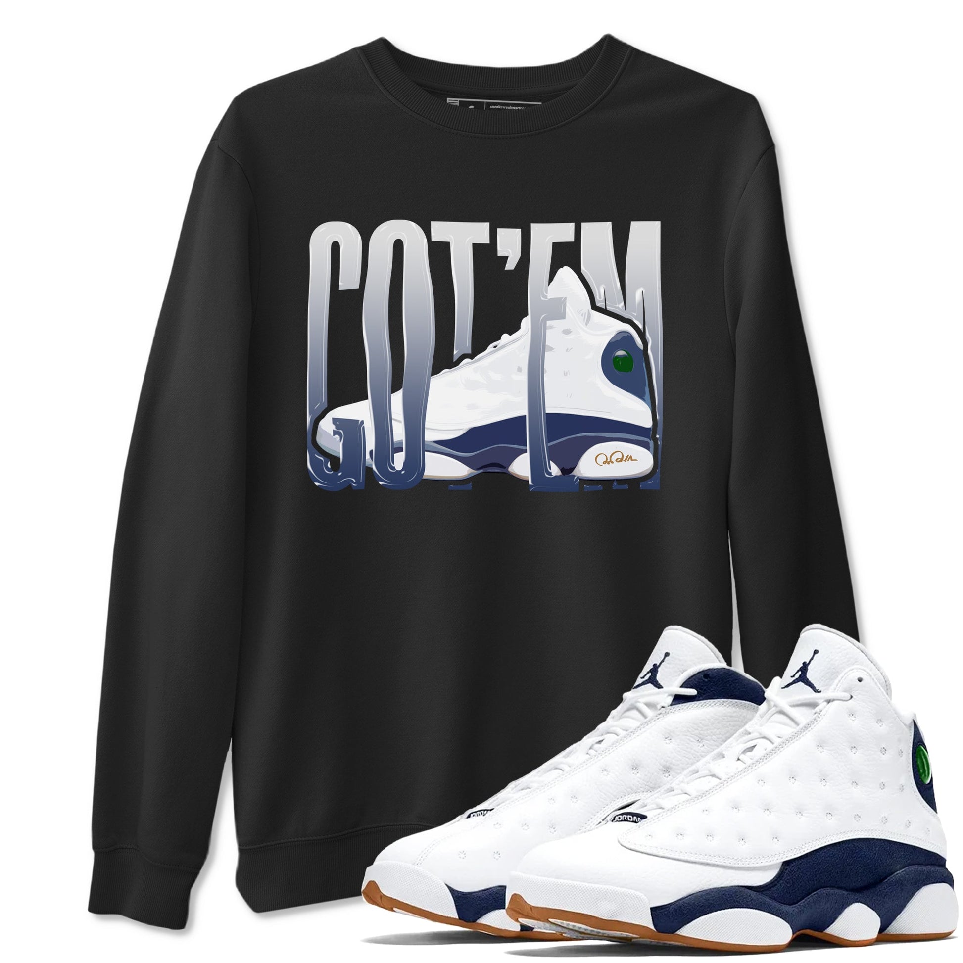 13s Midnight Navy shirts to match jordans Wiggling Gotem sneaker match tees Air Jordan 13 Midnight Navy match shoes to clothes SNRT Sneaker Tees unisex cotton Black 1 shirts