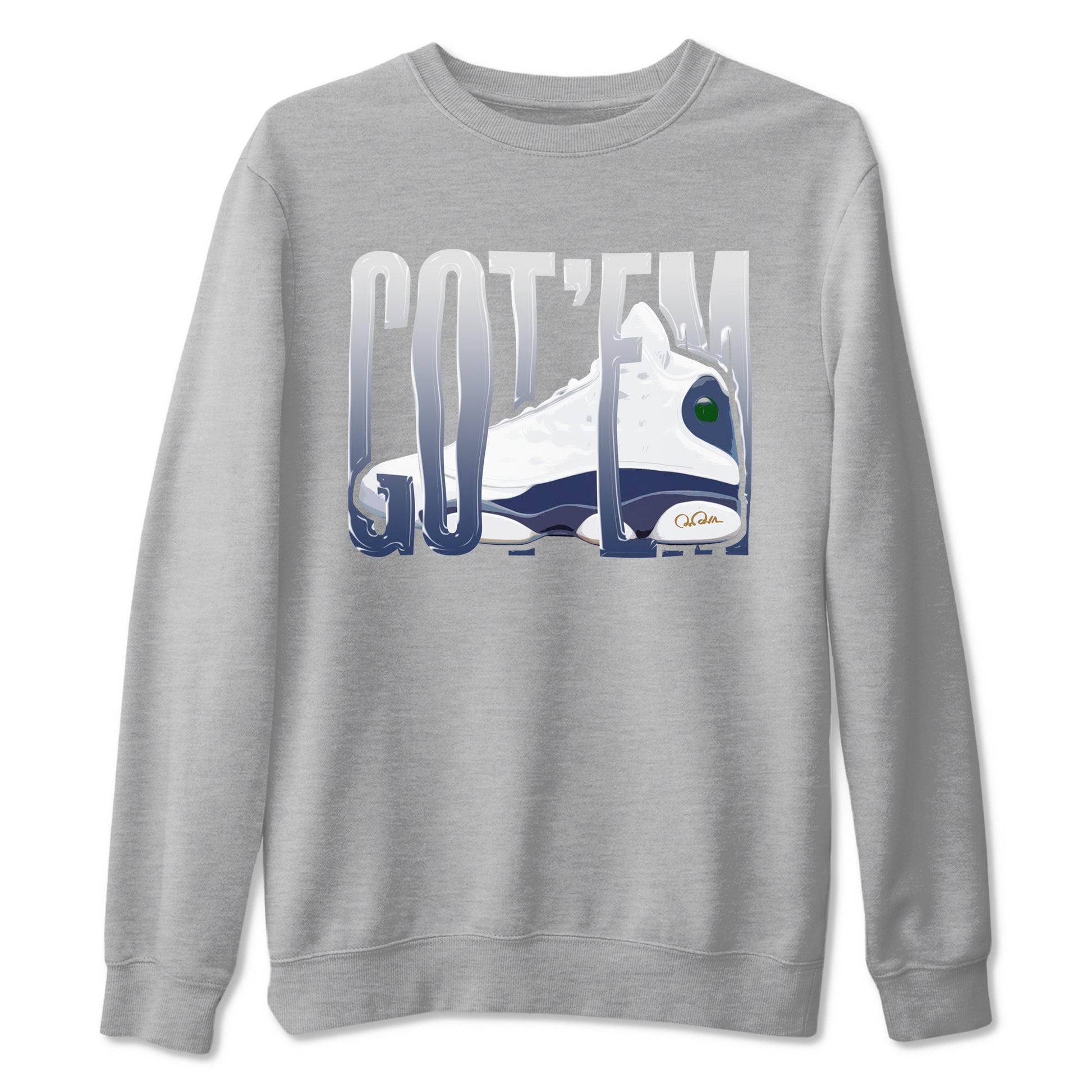 13s Midnight Navy shirts to match jordans Wiggling Gotem sneaker match tees Air Jordan 13 Midnight Navy match shoes to clothes SNRT Sneaker Tees unisex cotton Heather Grey 2 shirts