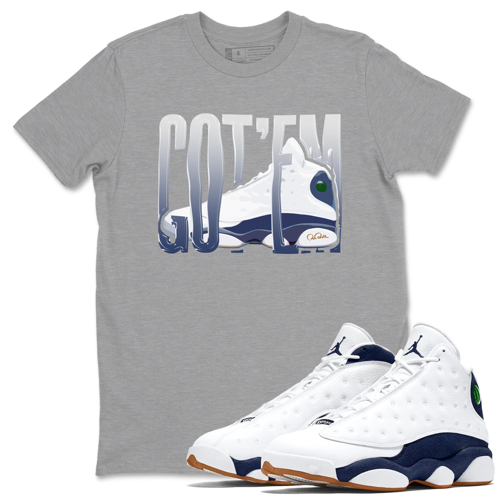 13s Midnight Navy shirts to match jordans Wiggling Gotem sneaker match tees Air Jordan 13 Midnight Navy match shoes to clothes SNRT Sneaker Tees unisex cotton Heather Grey 1 shirts