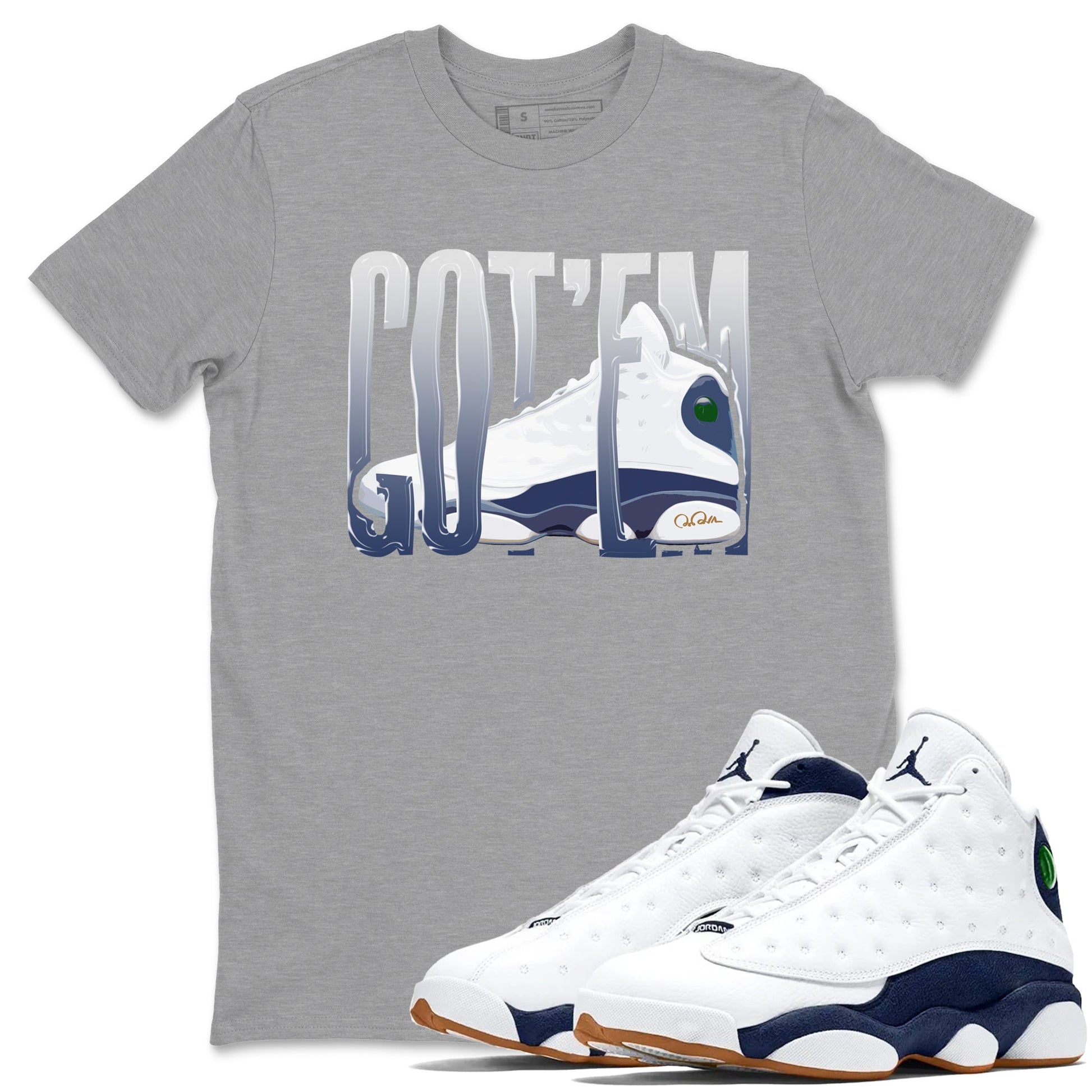 13s Midnight Navy shirts to match jordans Wiggling Gotem sneaker match tees Air Jordan 13 Midnight Navy match shoes to clothes SNRT Sneaker Tees unisex cotton Heather Grey 1 shirts