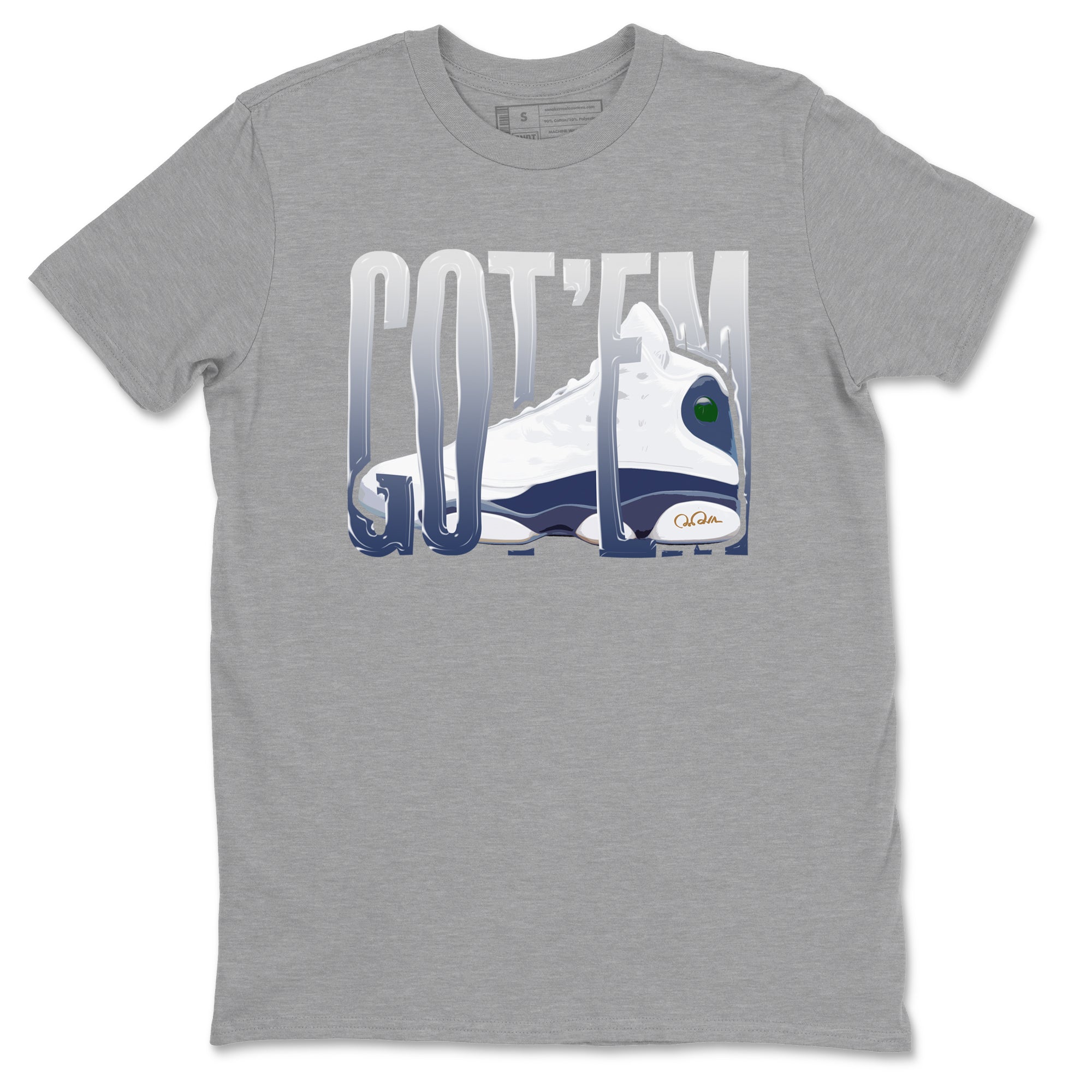 13s Midnight Navy shirts to match jordans Wiggling Gotem sneaker match tees Air Jordan 13 Midnight Navy match shoes to clothes SNRT Sneaker Tees unisex cotton Heather Grey 2 shirts