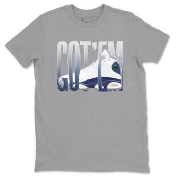 13s Midnight Navy shirts to match jordans Wiggling Gotem sneaker match tees Air Jordan 13 Midnight Navy match shoes to clothes SNRT Sneaker Tees unisex cotton Heather Grey 2 shirts