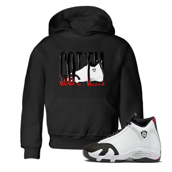 14s Black Toe shirts to match jordans Wiggling Gotem graphic tees Air Jordan 14 Black Toe t shirts to match sneakers SNRT Sneaker Tees Youth Baby Black 1 tee